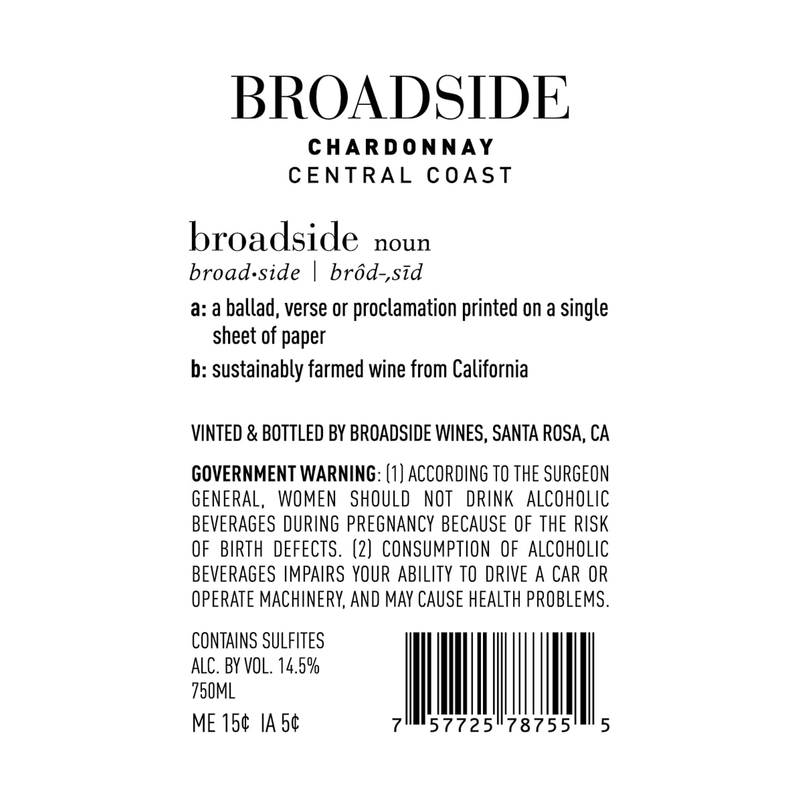 Broadside Chardonnay 750 ml