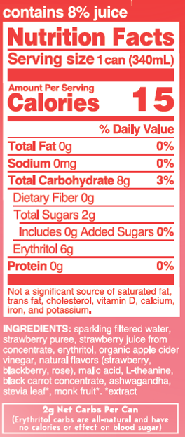 Moment Strawberry Rose Botanical Soda 11.5oz Can