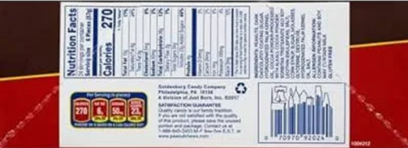 Goldenberg's Original Dark Chocolate Peanut Chews Bar 2oz