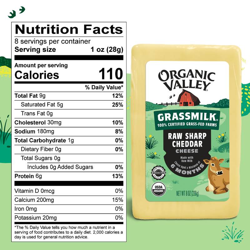 Organic Valley Grassmilk Raw Sharp Cheddar Cheese - 8oz