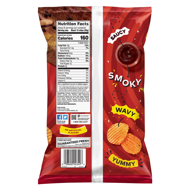 Lay's Wavy Hickory BBQ Potato Chips 7.5oz