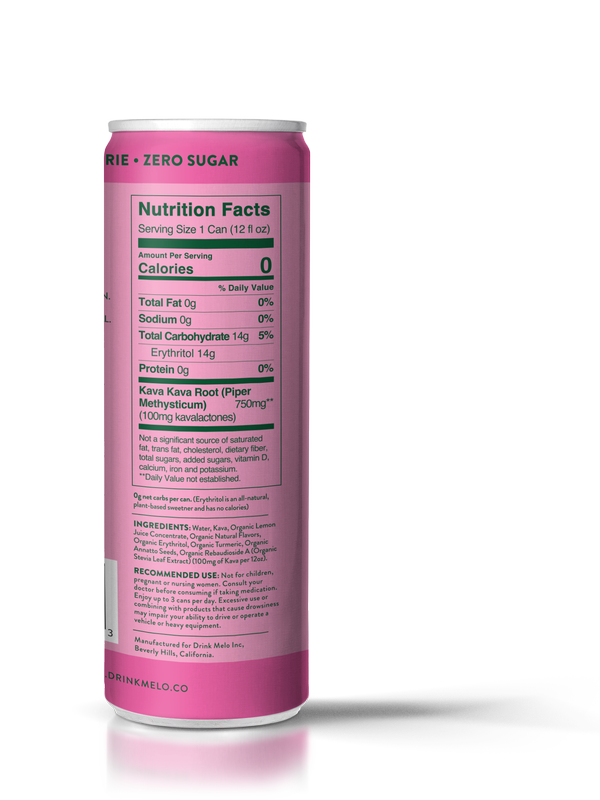 Melo Sparkling Kava Passionfruit, Orange & Guava 12oz Can