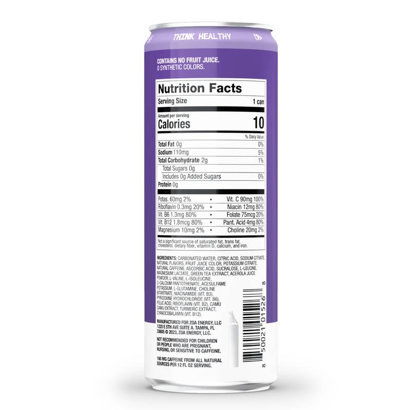 ZOA Energy Frosted Grape 12oz Can