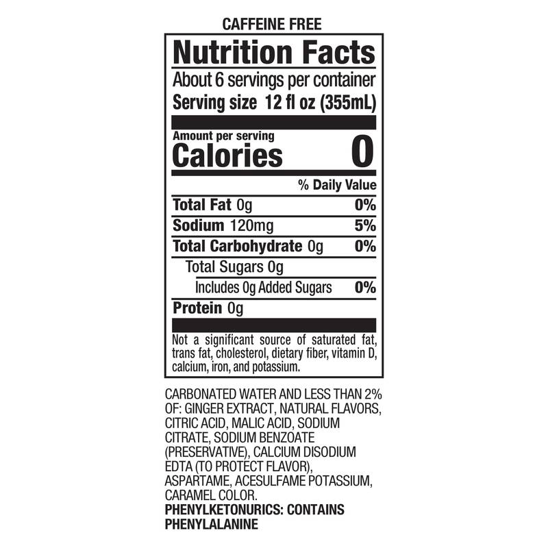 Canada Dry Ginger Ale Zero Sugar 2L Btl