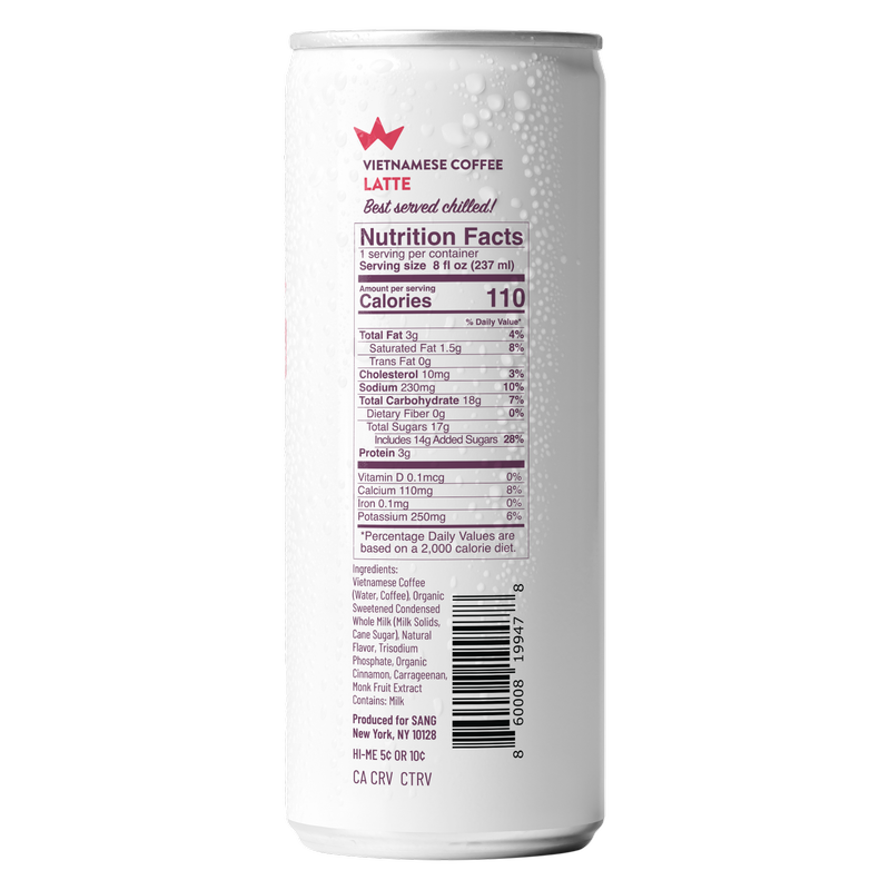 Sang Cinnamon Latte 8oz Can
