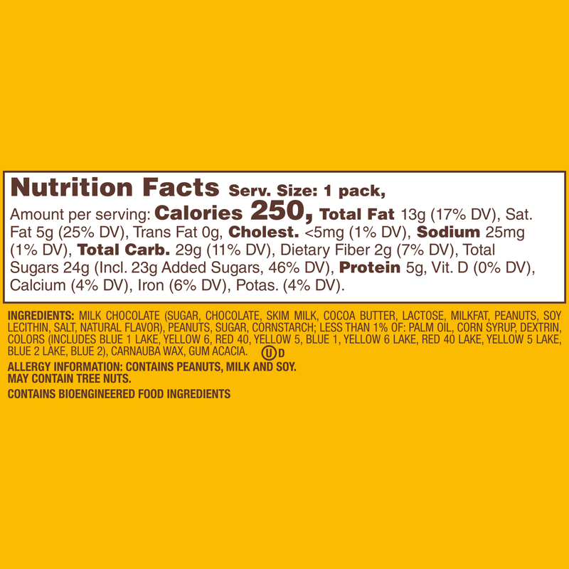 M&M'S Peanut Milk Chocolate Candy, Full Size, 1.74 oz Pouch