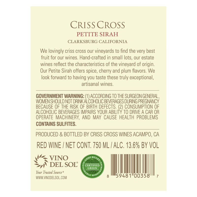Criss Cross Petite Sirah 750ml