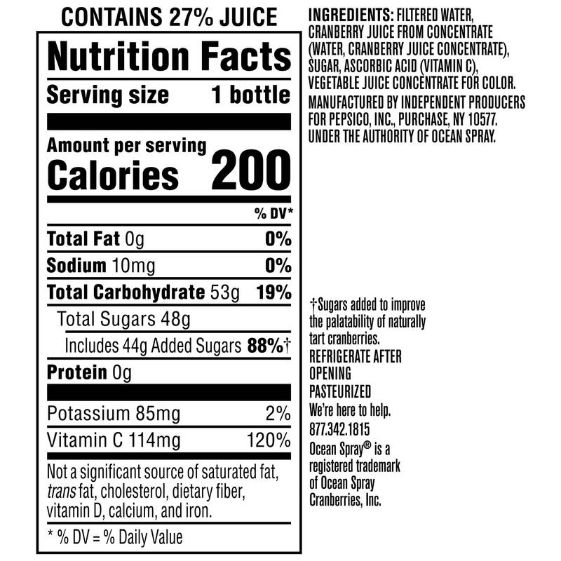 Ocean Spray Cranberry Juice 15.2oz Btl