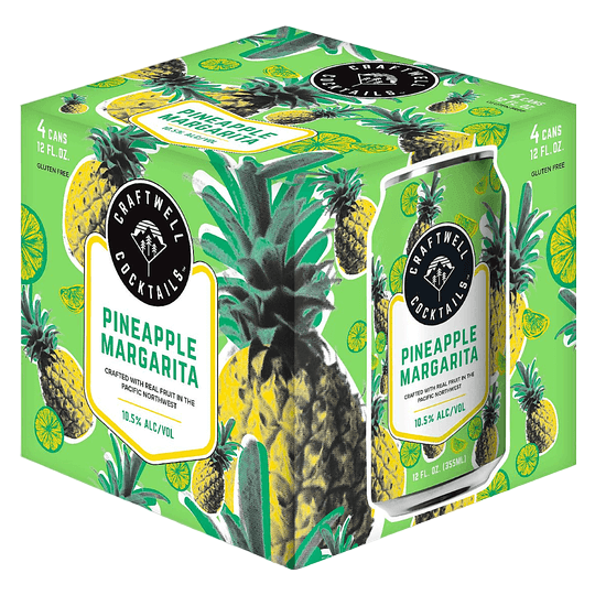 2 Towns Craftwell Cocktails Pineapple Margarita 4pk 12oz Can 10.5% ABV