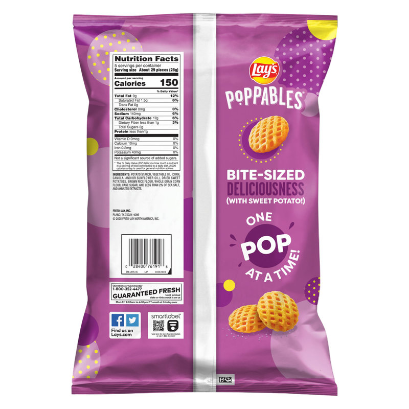 Lay's Poppables Potato Snacks Sweet Potato Sea Salt 5oz