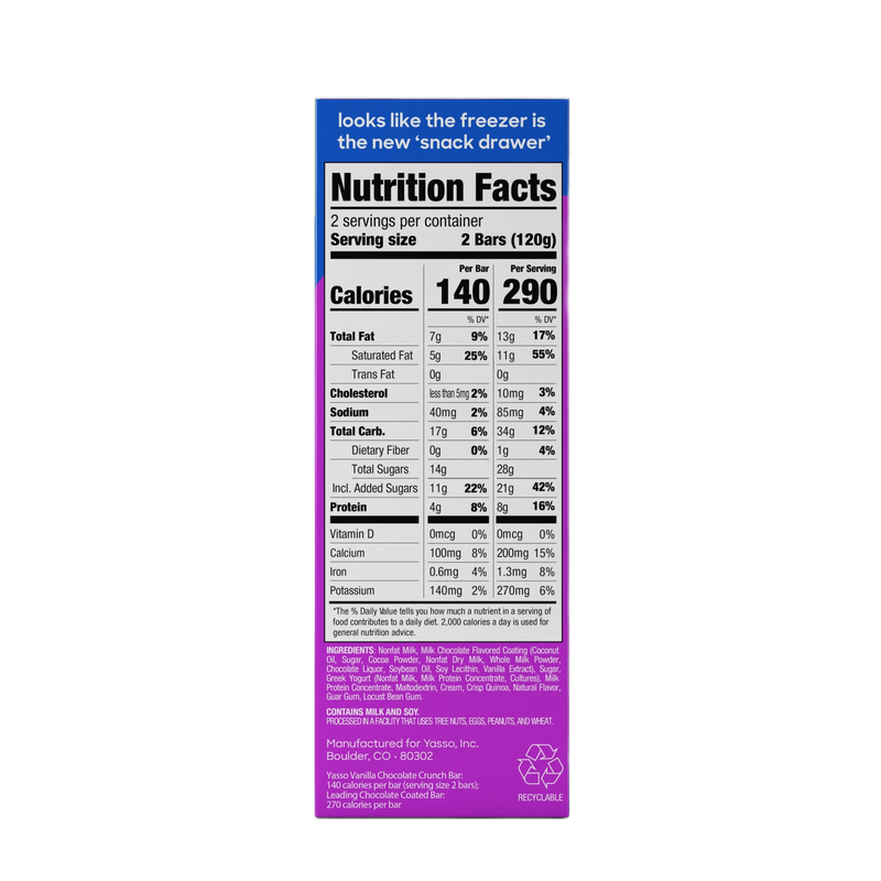 Yasso Vanilla Chocolate Crunch Bars, 4ct