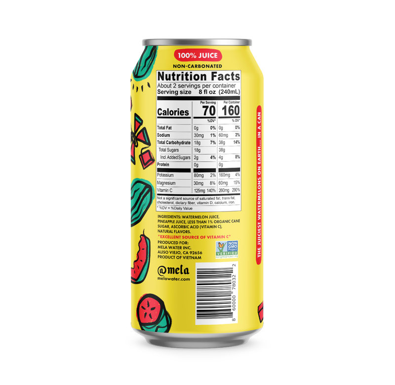 Mela Water Watermelon Pineapple 16.9oz Can