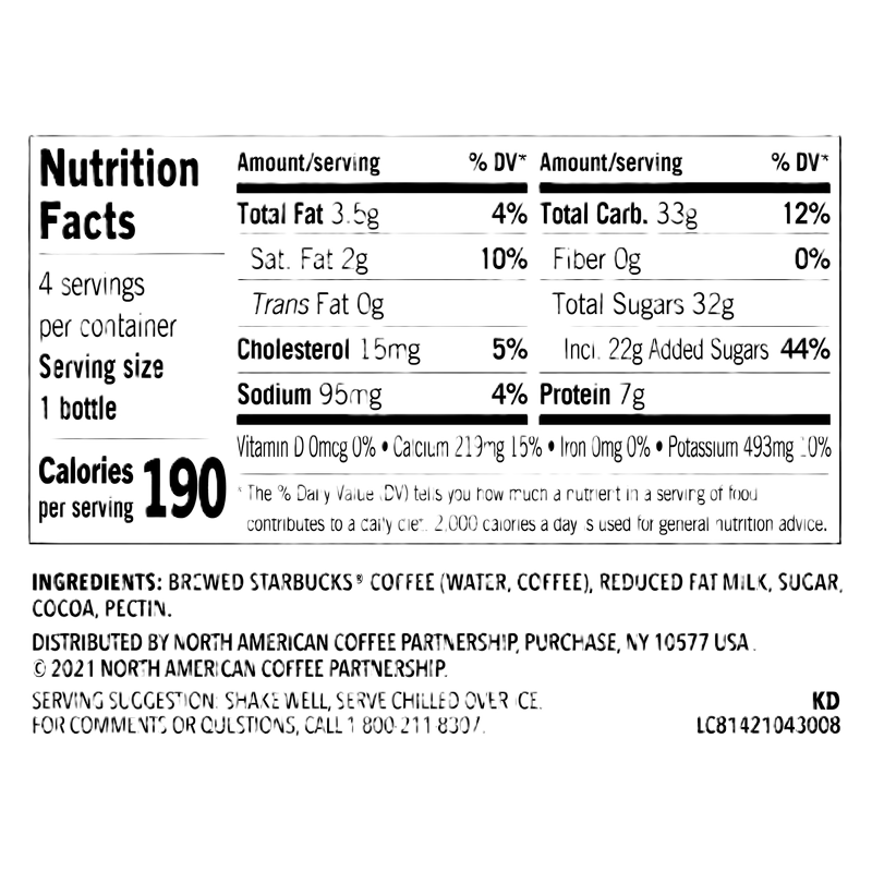 Starbucks Frappuccino Chilled Coffee Drink Mocha 4pk 9.5oz Btl