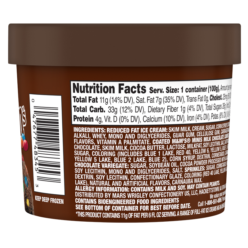 M&M's Chocolate Reduced Fat Ice Cream with Mini M&M's Cup 6oz