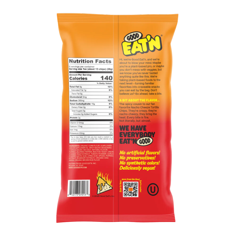 Good Eat'n Spicy Nacho Cheeze Tortilla Chips, 6oz