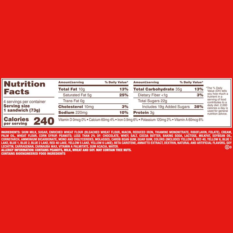 M&M'S Peanut Butter Ice Cream Sugar Cookie Sandwiches Dessert, 4ct