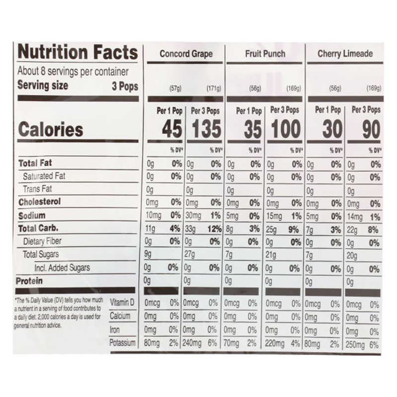 GoodPop Organic Freezer Pops Fruit Punch, Cherry Limeade, Grape 20 ct