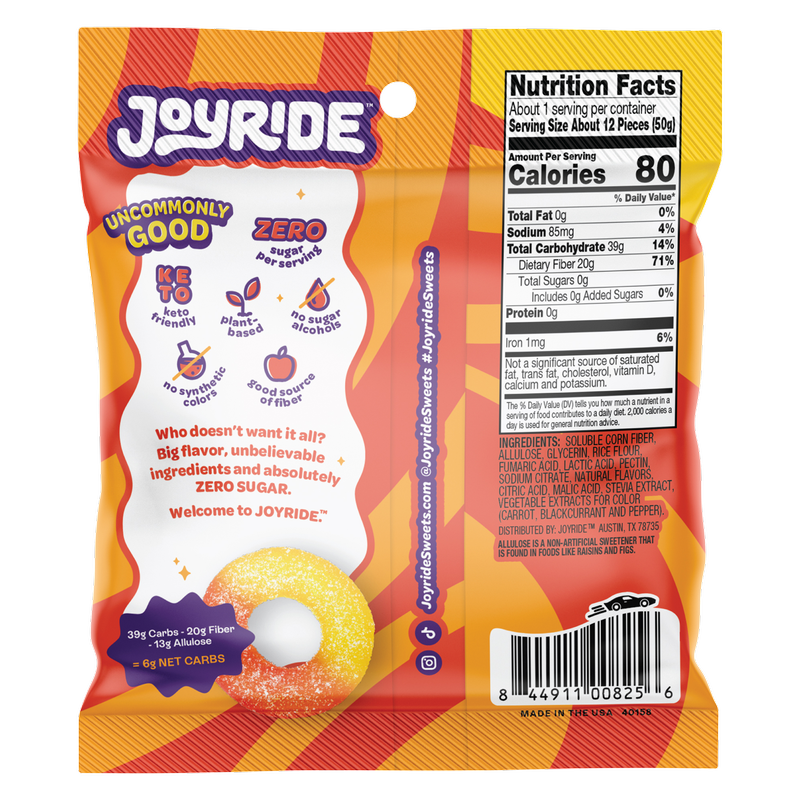 Joyride Zero Sugar Peachy Mango Rings 1.8oz