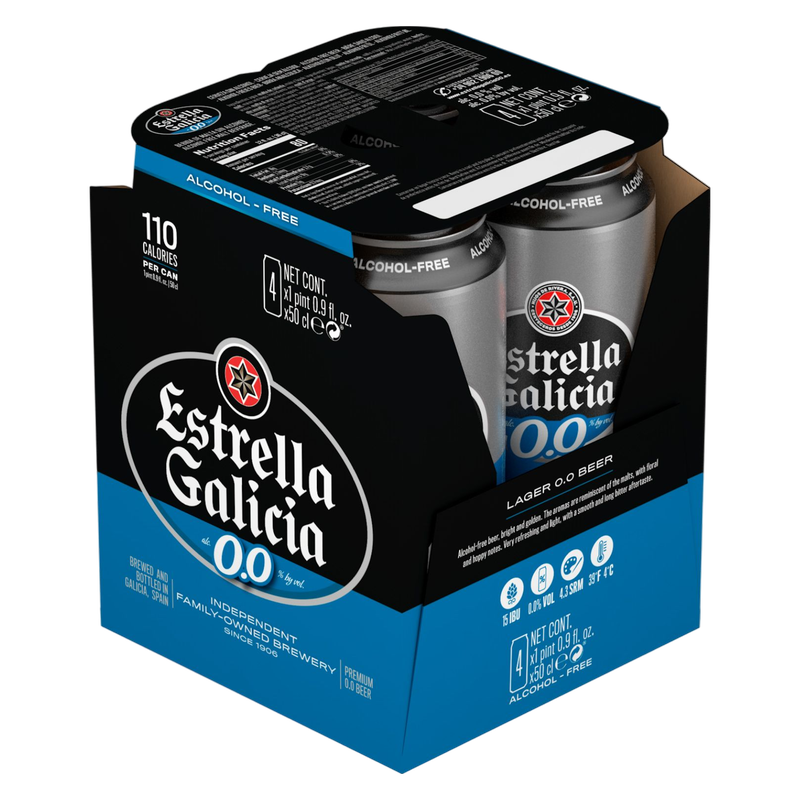 Estrella Galicia 0.0 Non-Alcoholic (4PKC 16.9 OZ)