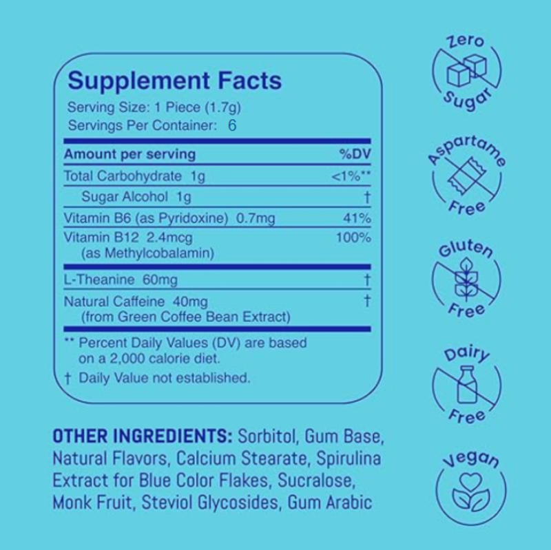 Neuro Gum Energy and Focus Peppermint Flavor, 6 ct