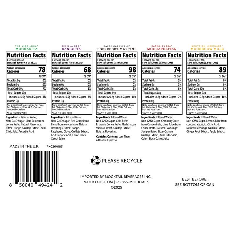 Mocktails Variety Pack 6pk 12oz Can