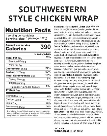 Southwest Style Chicken Wrap