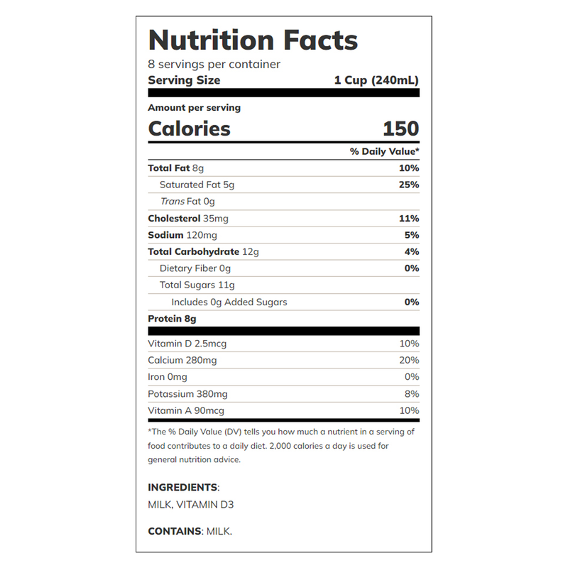 Cool Cow Whole Vitamin D Milk - 1/2 Gallon