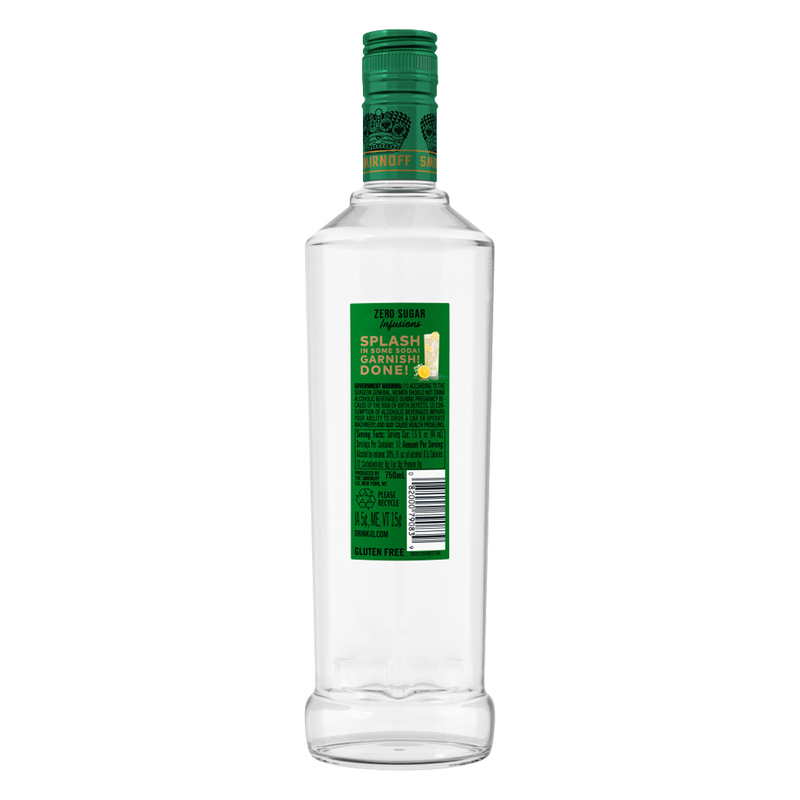 Smirnoff Zero Sugar Infusions Lemon & Elderflower 750ml (60 Proof)