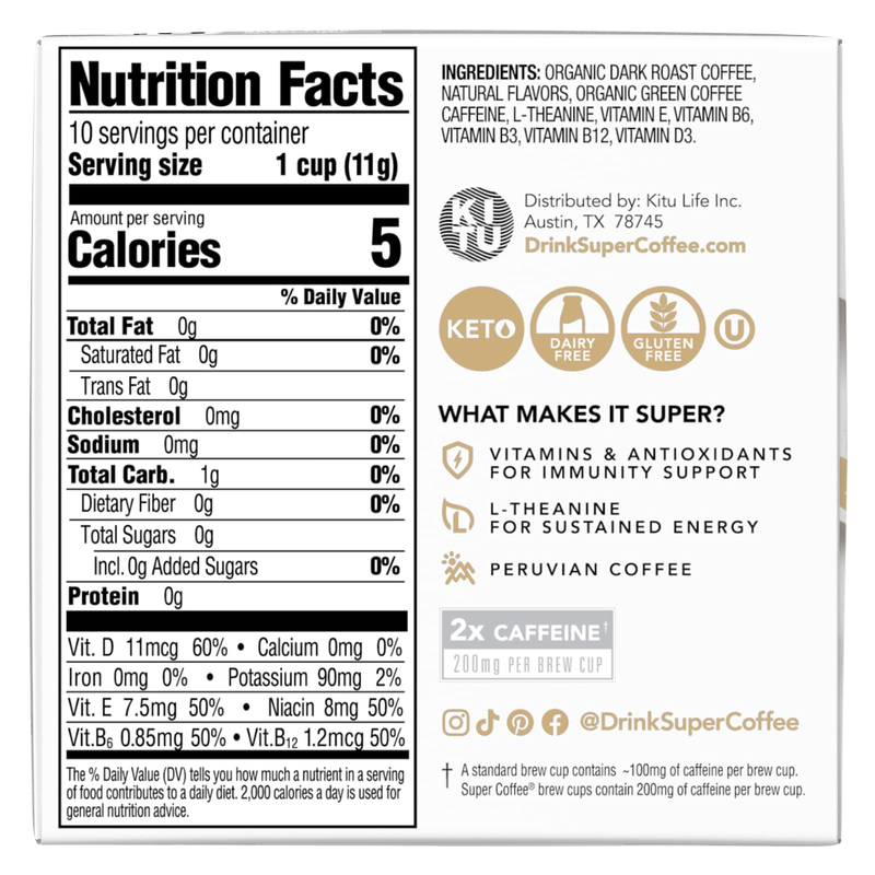 Super Coffee Vanilla Super Pods 10ct