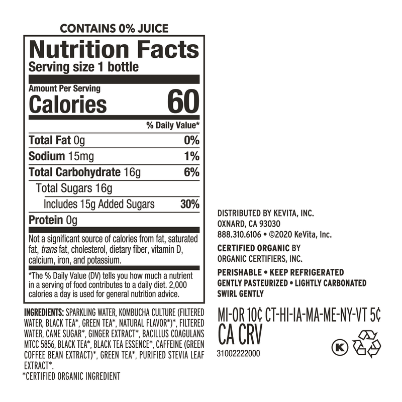 Kevita Ginger Kombucha 15.2oz