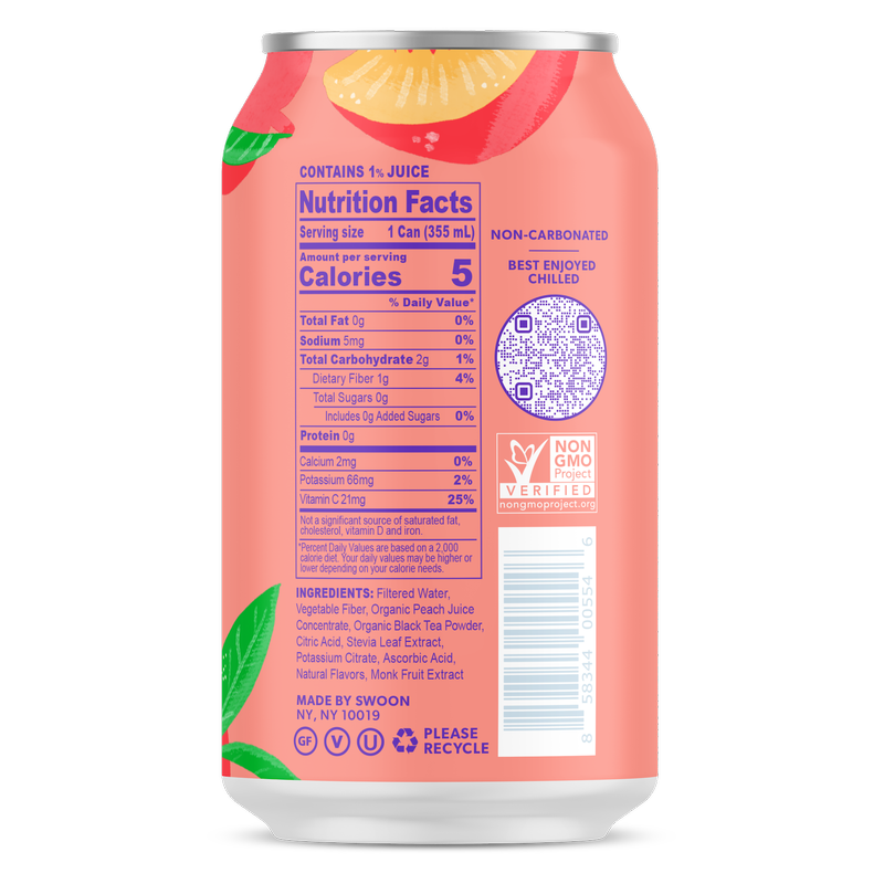 Swoon Zero Sugar Peach Tea 12oz Can