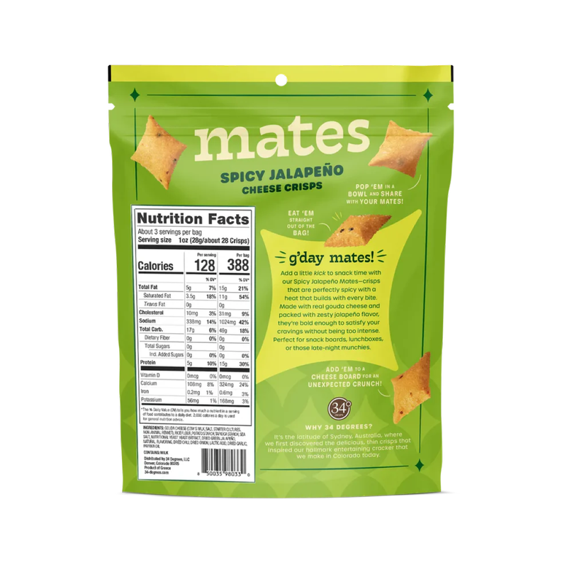 34° Cheese Mates, Spicy Jalapeno, 3 oz