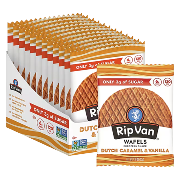 Rip Van Wafels Dutch Caramel & Vanilla Stroopwafel, 1.16oz 12 CT