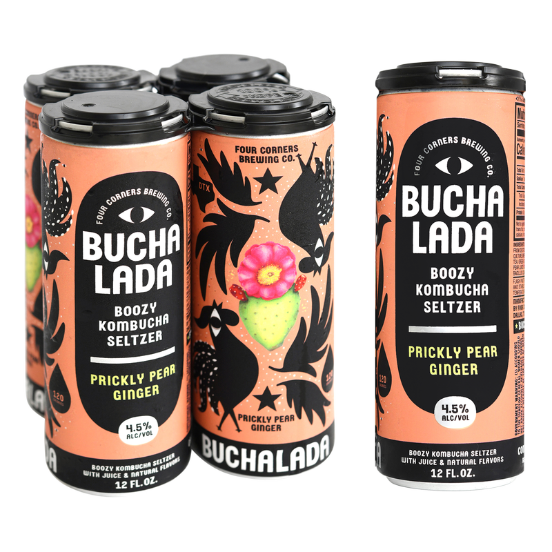 Four Corners Buchalada Prickly Pear Ginger Kombucha Seltzer 4pk 12oz Can 4.5% ABV