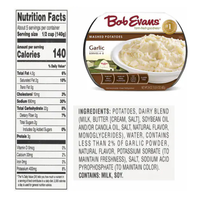 Bob Evans Garlic Mashed Potatoes - 24oz