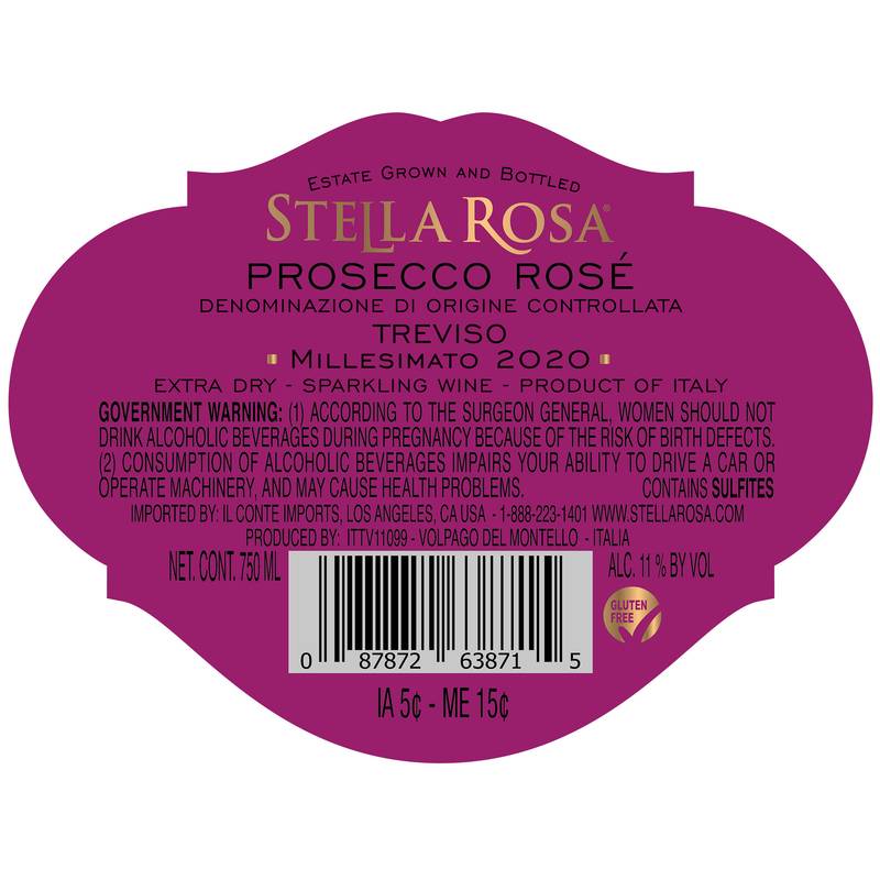 Stella Rosa Rose V.S. Prosecco Rose Sparkling Wine DOC 750ml