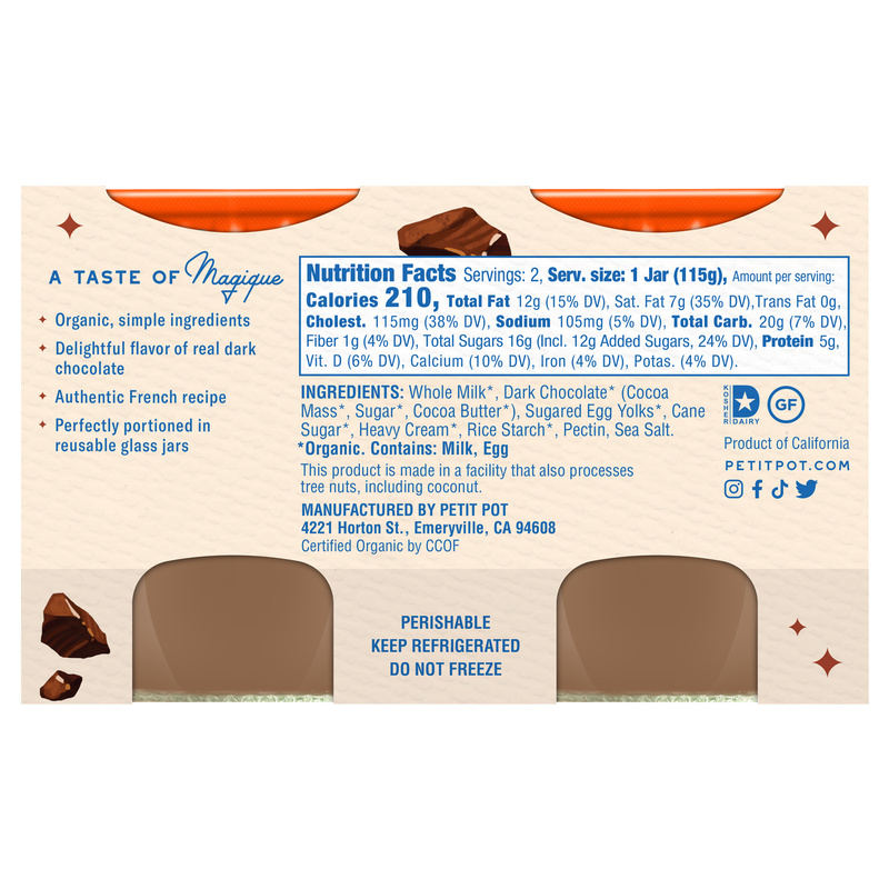 Petit Pot Dark Chocolate Organic French Dessert - 2ct/8oz
