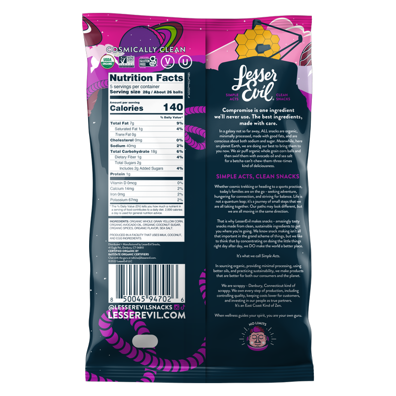 LesserEvil Space Balls Cinnamon Sugar Stardust - 5oz