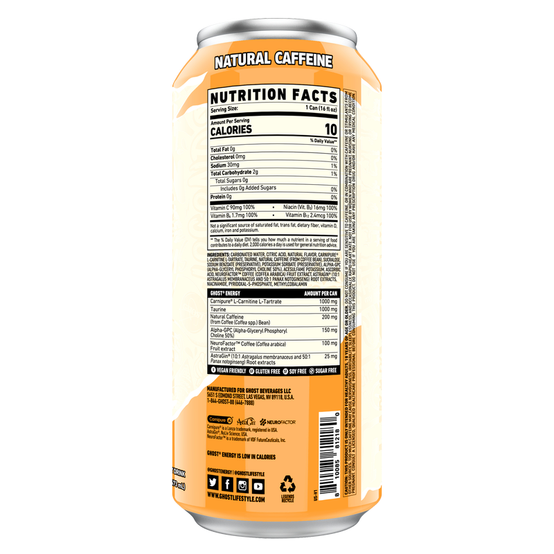 GHOST® Energy Orange Cream 16oz Can