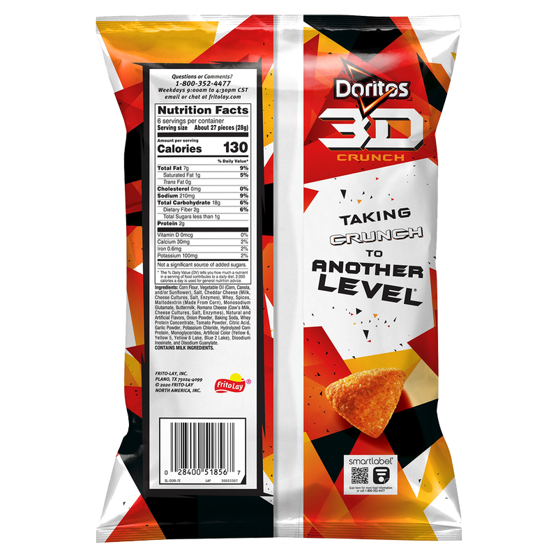Doritos 3D Crunch Chili Cheese Nacho Corn Snacks 6oz