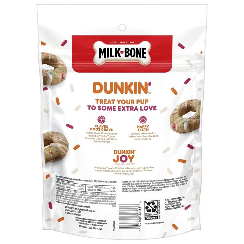 Milk-Bone Dunkin Donut Vanilla Glaze Flavor Dipped Dog Treat, 8oz.