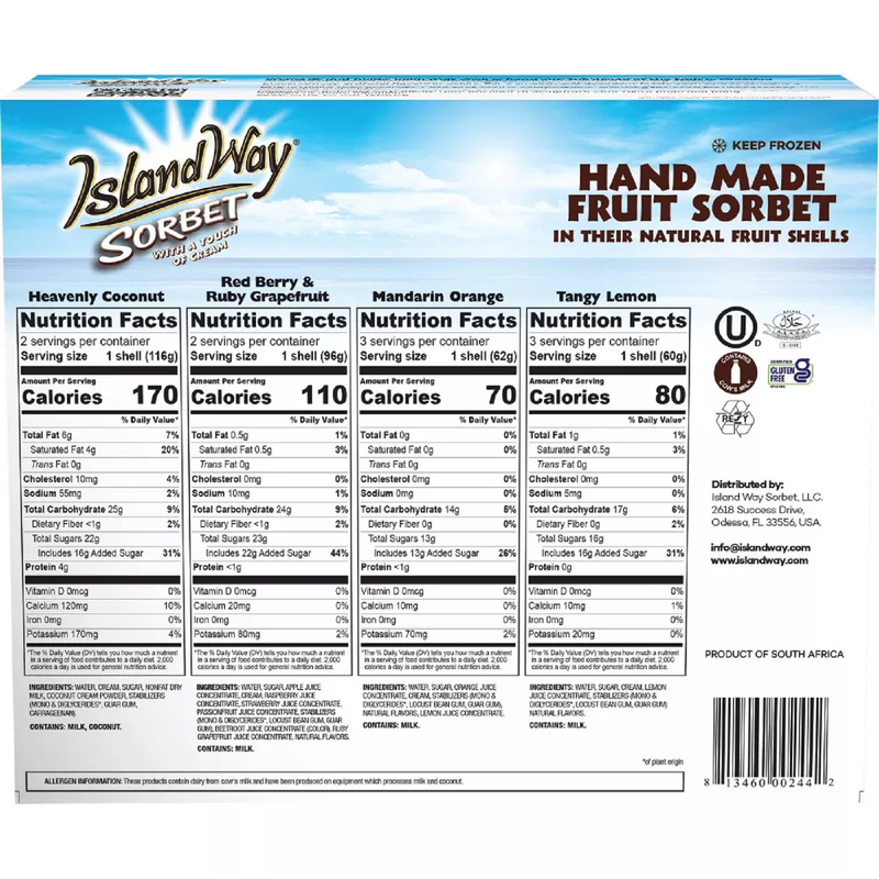Island Way Frozen Fruit Sorbet 10ct