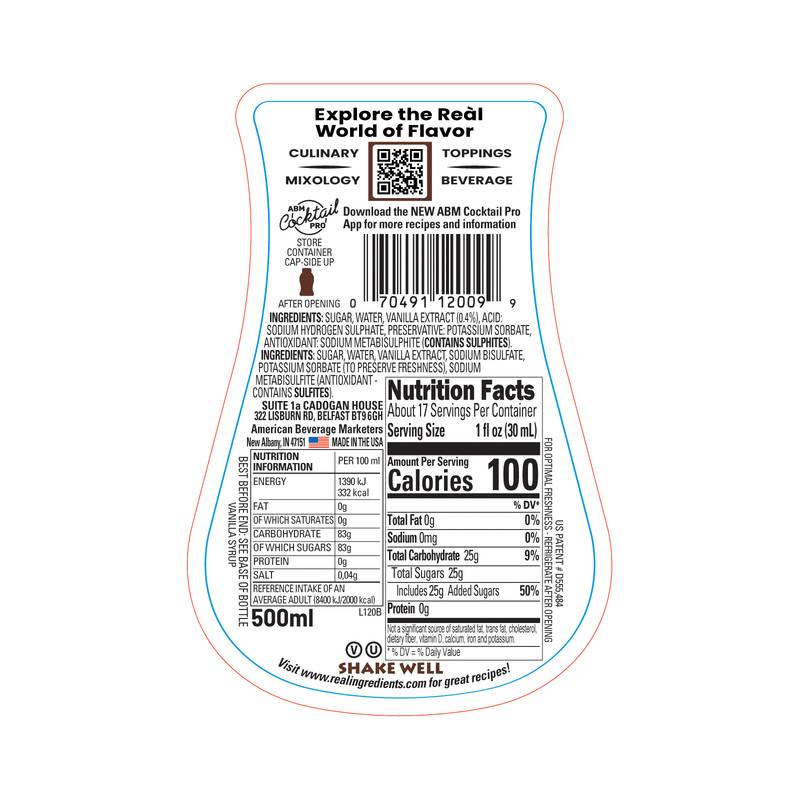 Simply Squeese Vanilla Re'al Infused Syrup 16.9oz Btl