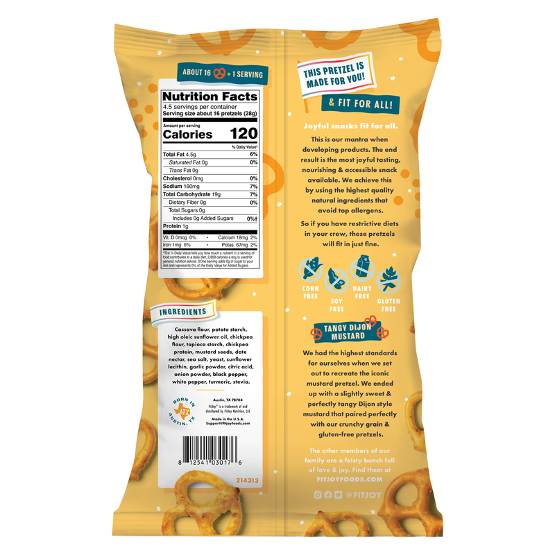 FitJoy Tangy Dijon Mustard Grain Free Pretzel Twists 4.5oz