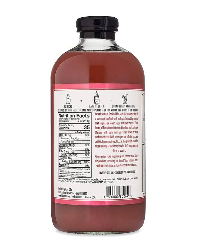 Ficks Strawberry Margarita Mix 32oz Bottle