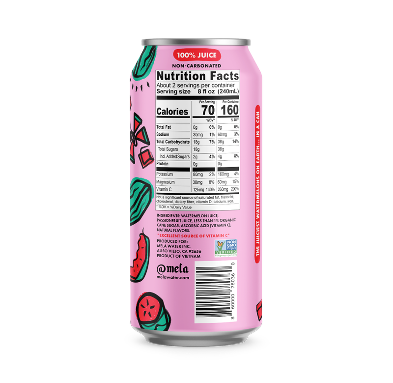 Mela Water Watermelon Passionfruit 16.9oz Can