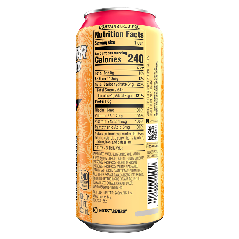 Rockstar Punched Strawberry Peach 16oz Can