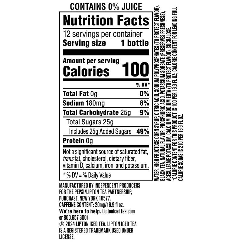 Lipton Iced Peach Tea 12pk 16.9oz Btl