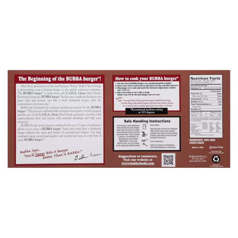 Bubba Burgers (Frozen) - 6ct