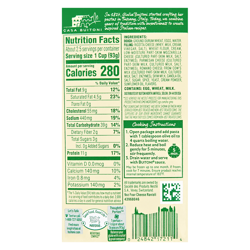 Buitoni Refrigerated Four Cheese Ravioli Pasta - 9oz